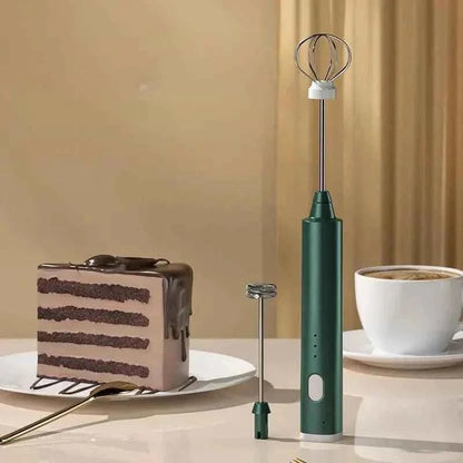 2 in 1 Portable Milk Frother and Egg Beater, USB Rechargeable Handheld Coffee Mixer and Kitchen Blender