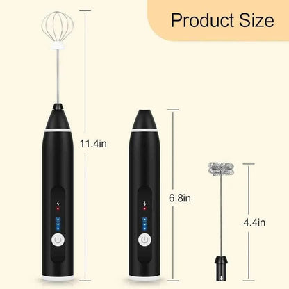 2 in 1 Portable Milk Frother and Egg Beater, USB Rechargeable Handheld Coffee Mixer and Kitchen Blender