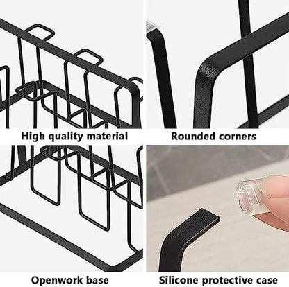 6 Hooks Iron Glass Stand Holder for Home Organizer and Decor