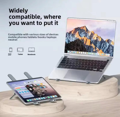Portable Laptop Cooling Stand - Adjustable Height Aluminum Ergonomic Fan Stand