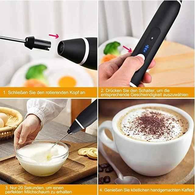 2 in 1 Portable Milk Frother and Egg Beater, USB Rechargeable Handheld Coffee Mixer and Kitchen Blender