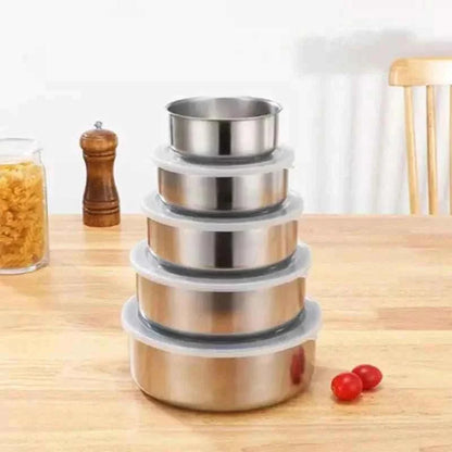 Stainless Steel Mixing Bowls Set - 5 Bowls with Lids