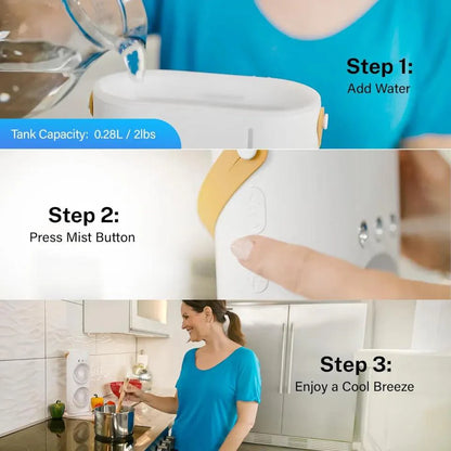 Rechargeable Mist Fan - Dual Spray with Automatic Rotation and Lighting Effects