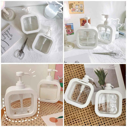 Square Soap Dispenser - Transparent Refillable Liquid Bottle with Pump for Home Use
