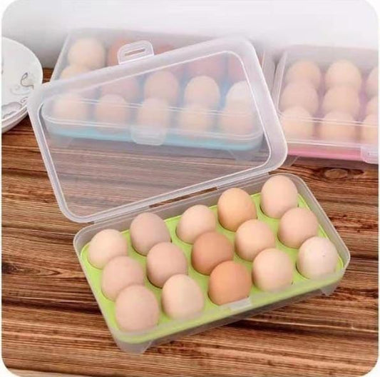Transparent 15 Grid Egg Storage Box for Fridge Organization and Freshness Preservation
