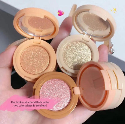 3-in-1 Blush Highlighter Set - Cutest Hudamoji Mini Blush & Highlighter with Pearly Finish