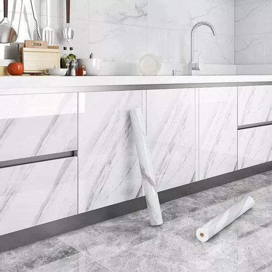Self-Adhesive Marble-Style Wallpaper Stickers for Kitchen Cabinets and Furniture Decor
