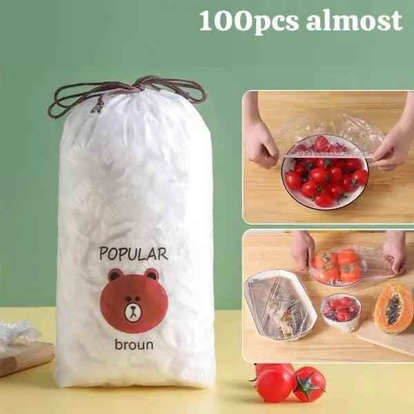100-Pack of Stretchable Plastic Bowl Covers for Food Storage