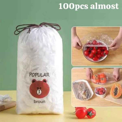 100-Pack of Stretchable Plastic Bowl Covers for Food Storage