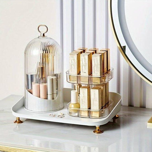 360° Rotating Makeup Brush Organizer and Lipstick Storage Box for Efficient Makeup Storage