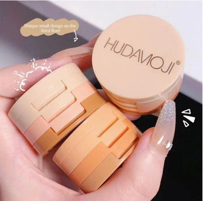 3-in-1 Blush Highlighter Set - Cutest Hudamoji Mini Blush & Highlighter with Pearly Finish
