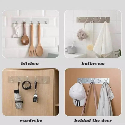 6 Transparent Wall Hooks for Kitchen and Bathroom Organization