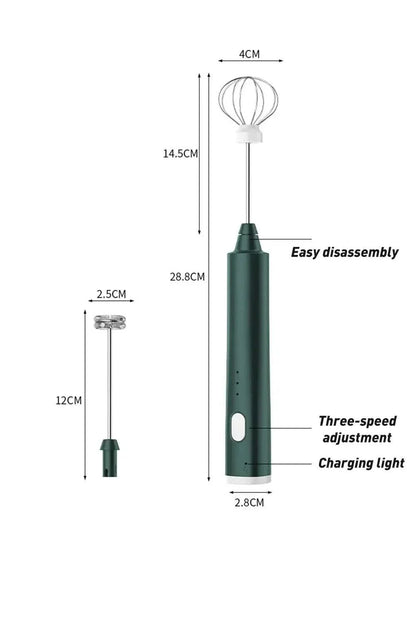 2 in 1 Portable Milk Frother and Egg Beater, USB Rechargeable Handheld Coffee Mixer and Kitchen Blender