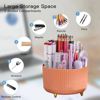 360° Rotating Makeup Brush Organizer - Stylish Desktop Storage Solution
