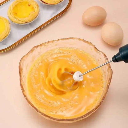 2 in 1 Portable Milk Frother and Egg Beater, USB Rechargeable Handheld Coffee Mixer and Kitchen Blender