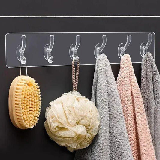 6 Transparent Wall Hooks for Kitchen and Bathroom Organization