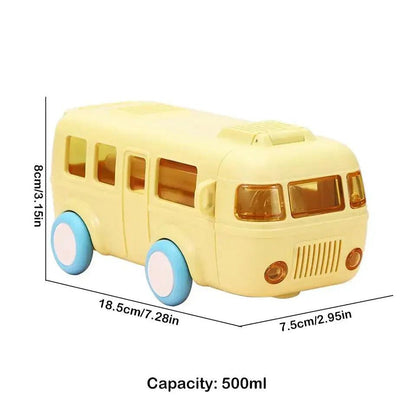500ML Bus Shaped Water Bottle with Straw for Kids and Adults