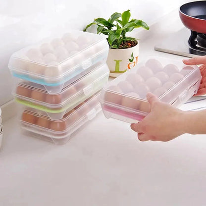 Transparent 15 Grid Egg Storage Box for Fridge Organization and Freshness Preservation