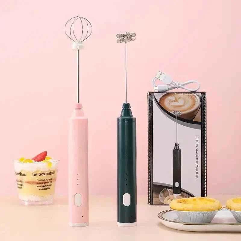 2 in 1 Portable Milk Frother and Egg Beater, USB Rechargeable Handheld Coffee Mixer and Kitchen Blender