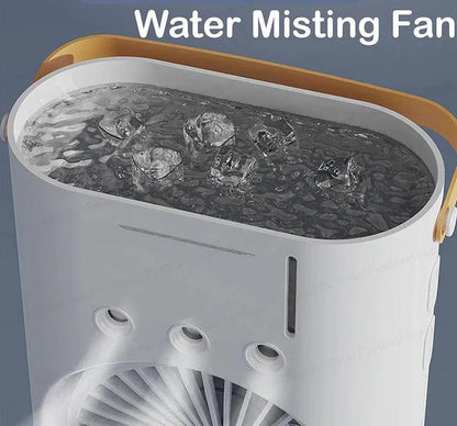 Rechargeable Mist Fan - Dual Spray with Automatic Rotation and Lighting Effects