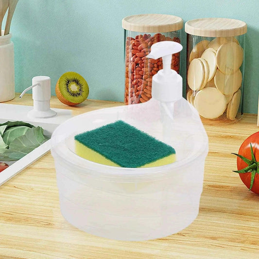 Round Transparent Kitchen Dispenser with Sponge for Easy Liquid Pouring