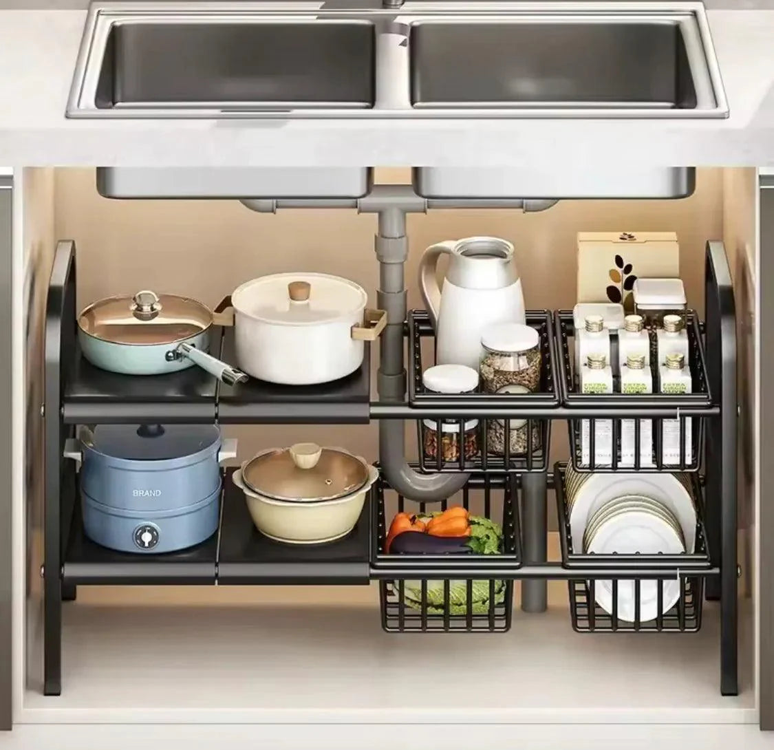 2 Tier Under Sink Organizer for Efficient Storage