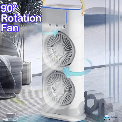 Rechargeable Mist Fan - Dual Spray with Automatic Rotation and Lighting Effects