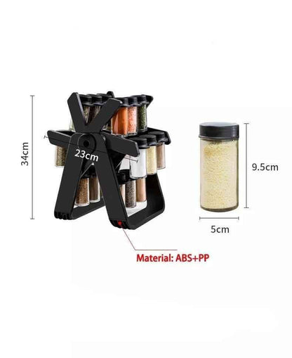 18-Piece Spice Jar Set with Rotating Rack for Easy Access and Organization