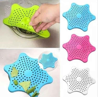 Star Design Drain Cover - Silicone Plug Stopper and Strainer for Bathroom & Kitchen