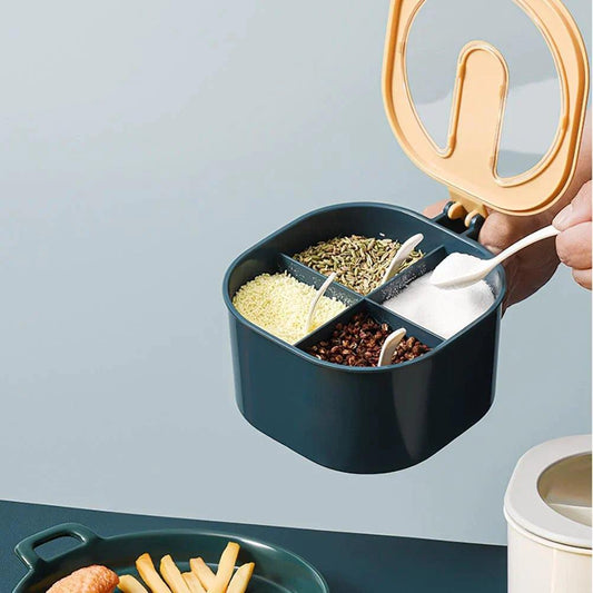 4 Grids Spice Container - Stackable Storage for Herbs and Spices