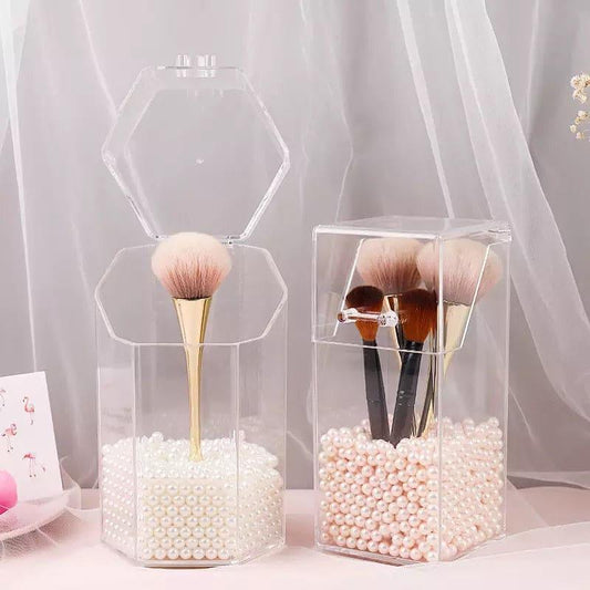 Acrylic Cosmetic Brush Holder - Stylish Acrylic Pearl Makeup Brush Organizer