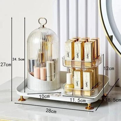 360° Rotating Makeup Brush Organizer and Lipstick Storage Box for Efficient Makeup Storage