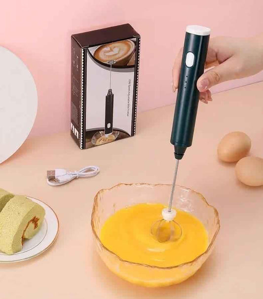 2 in 1 Portable Milk Frother and Egg Beater, USB Rechargeable Handheld Coffee Mixer and Kitchen Blender