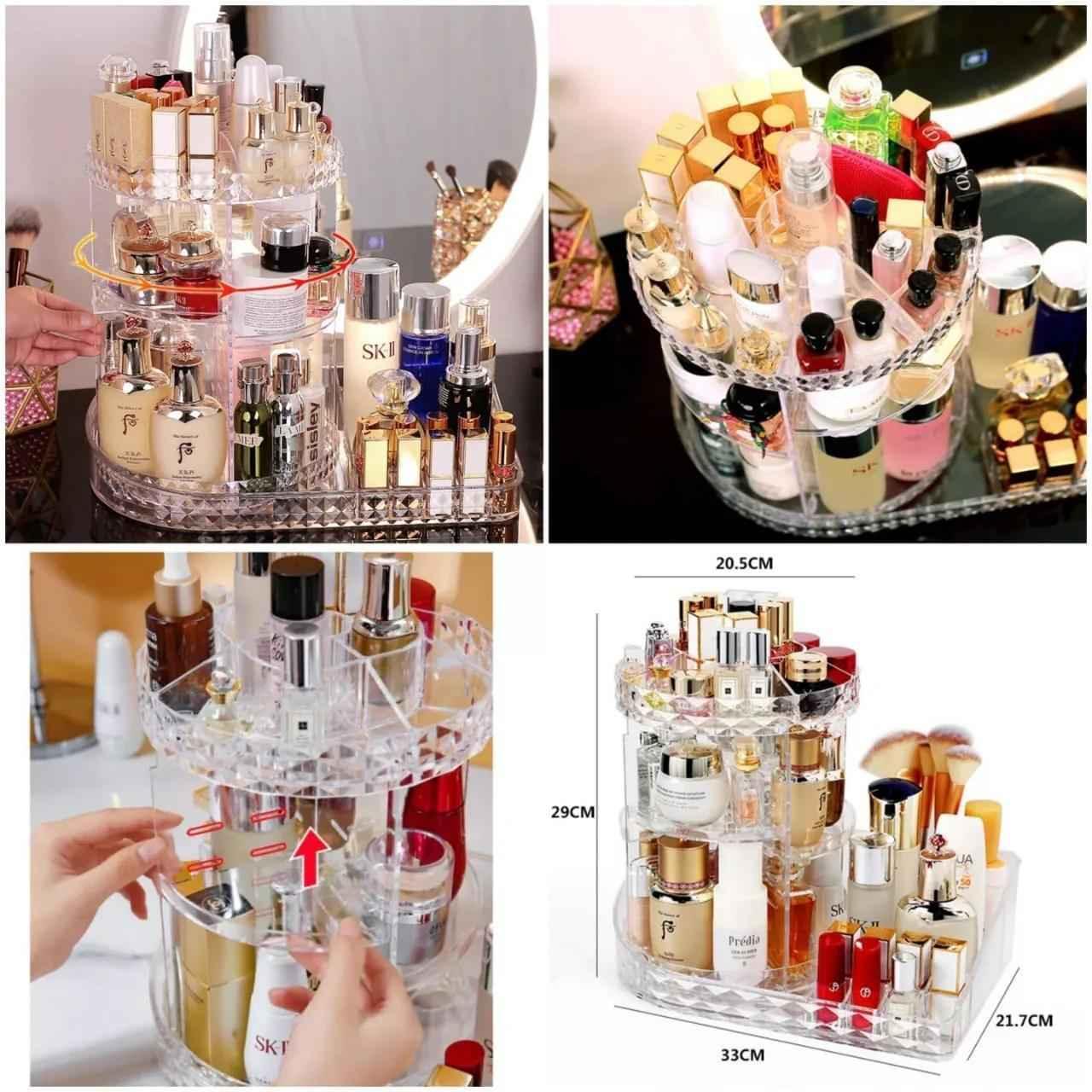 All In One Makeup Organizer 360 Degree Rotation for Ultimate Convenience