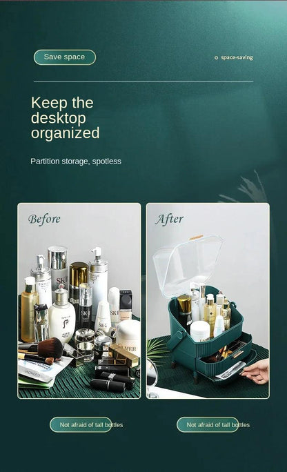 3-Layer Makeup Organizer for Efficient Desktop Storage and Display