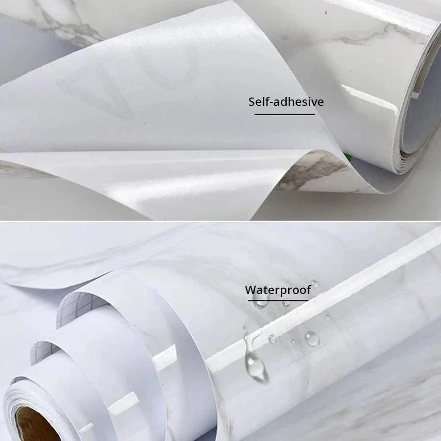 Self-Adhesive Marble-Style Wallpaper Stickers for Kitchen Cabinets and Furniture Decor