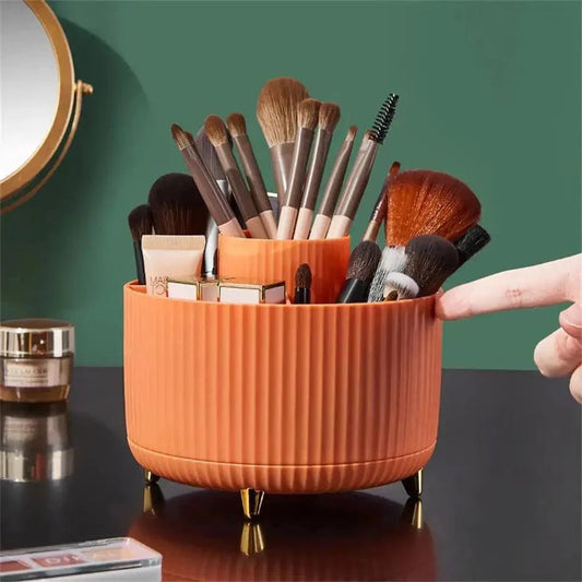 360° Rotating Makeup Brush Organizer - Stylish Desktop Storage Solution