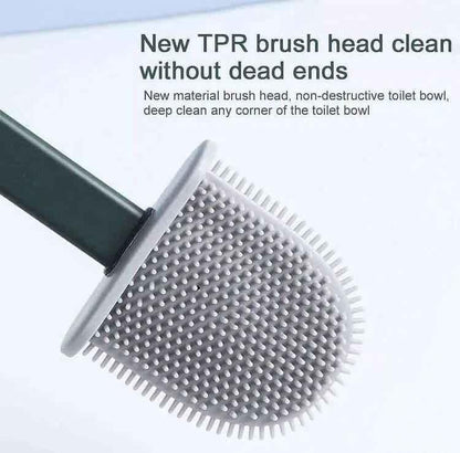 Silicone Toilet Brush Set with Holder for Effective Bathroom Cleaning