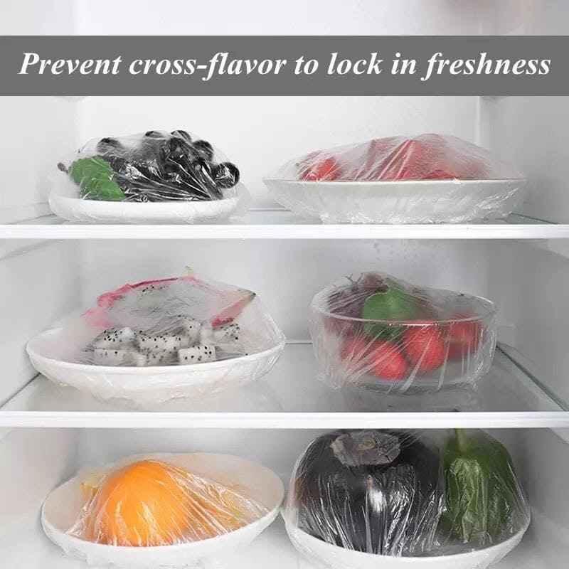 100-Pack of Stretchable Plastic Bowl Covers for Food Storage