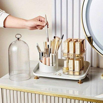360° Rotating Makeup Brush Organizer and Lipstick Storage Box for Efficient Makeup Storage