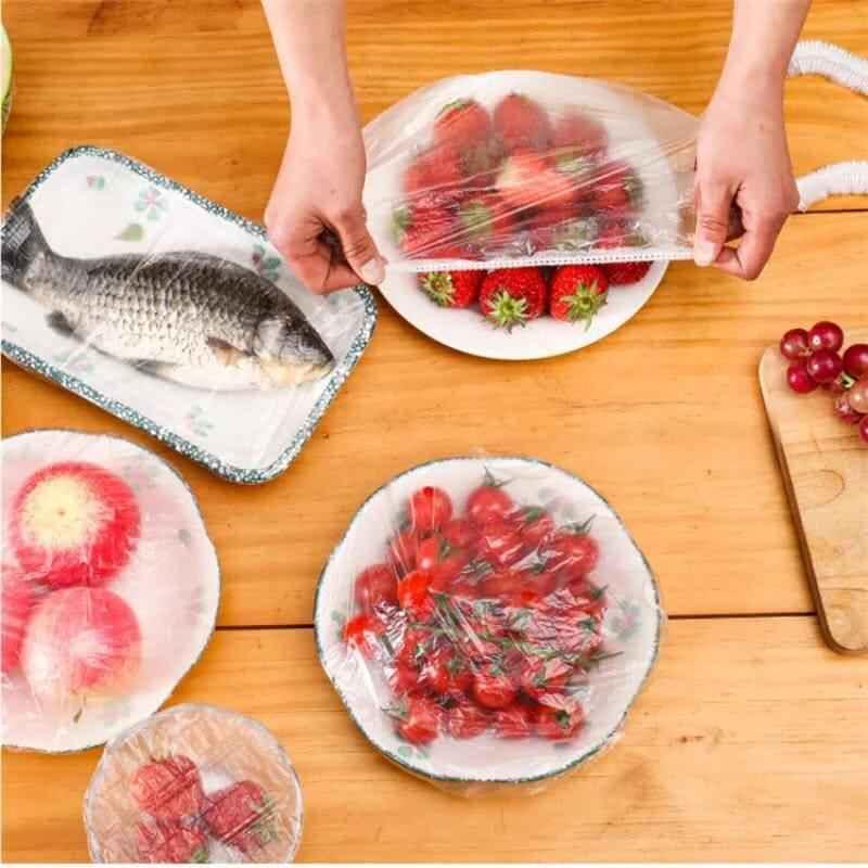 100-Pack of Stretchable Plastic Bowl Covers for Food Storage
