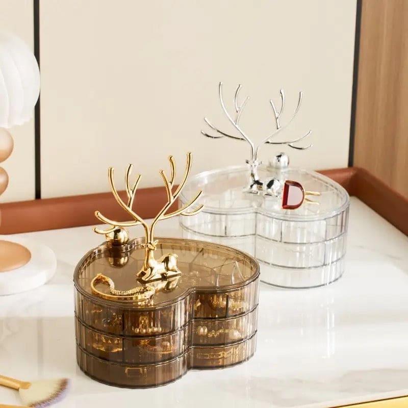 3 Layer Acrylic Deer Jewelry Organizer for Elegant Storage Solutions