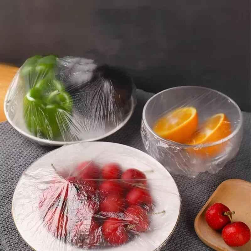 100-Pack of Stretchable Plastic Bowl Covers for Food Storage