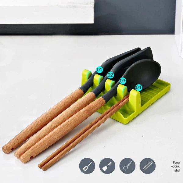 4-Step Spoon and Lid Holder Kitchen Organizer Stand for Efficient Storage