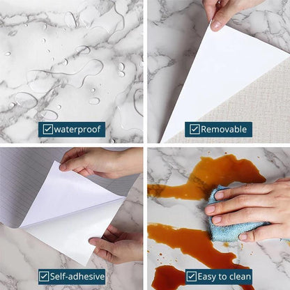 Self-Adhesive Marble-Style Wallpaper Stickers for Kitchen Cabinets and Furniture Decor