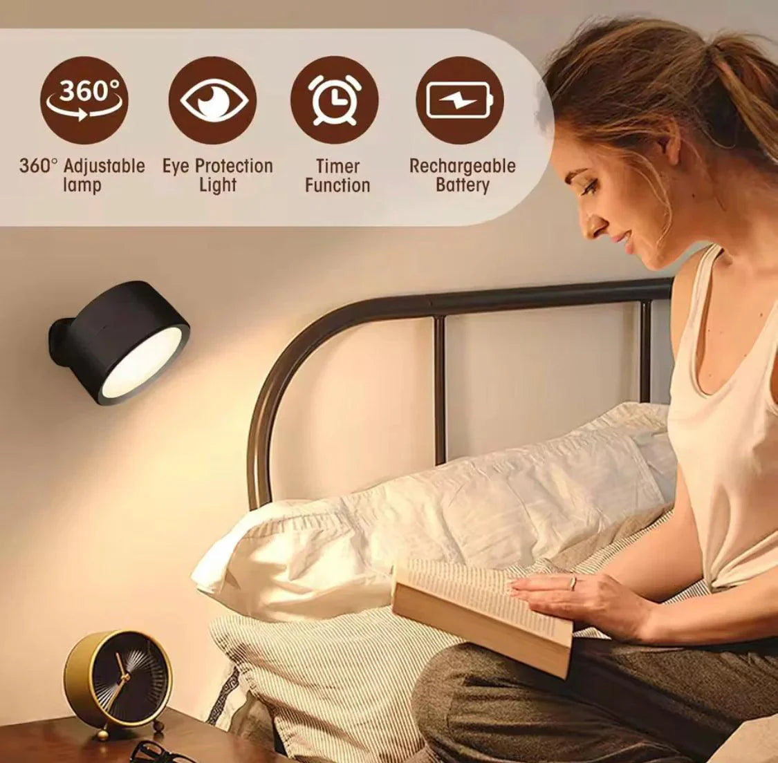 360° Double Head LED Wall Lamp with Magnetic Holder - Adjustable Smart Lighting