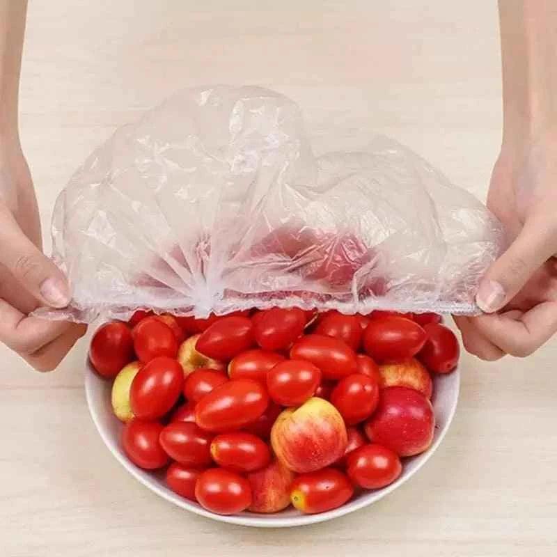 100-Pack of Stretchable Plastic Bowl Covers for Food Storage