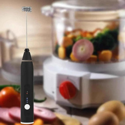 2 in 1 Portable Milk Frother and Egg Beater, USB Rechargeable Handheld Coffee Mixer and Kitchen Blender