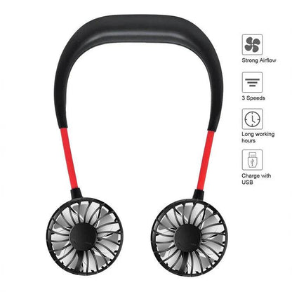 Rechargeable Neck Fan - Portable Dual Head Hands-Free Cooling Fan