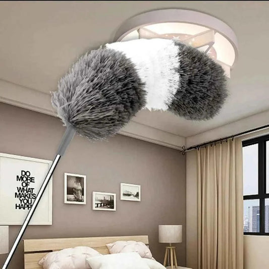 Extendable Feather Duster with Long Bendable Pole for High Ceiling and Ceiling Fan Cleaning